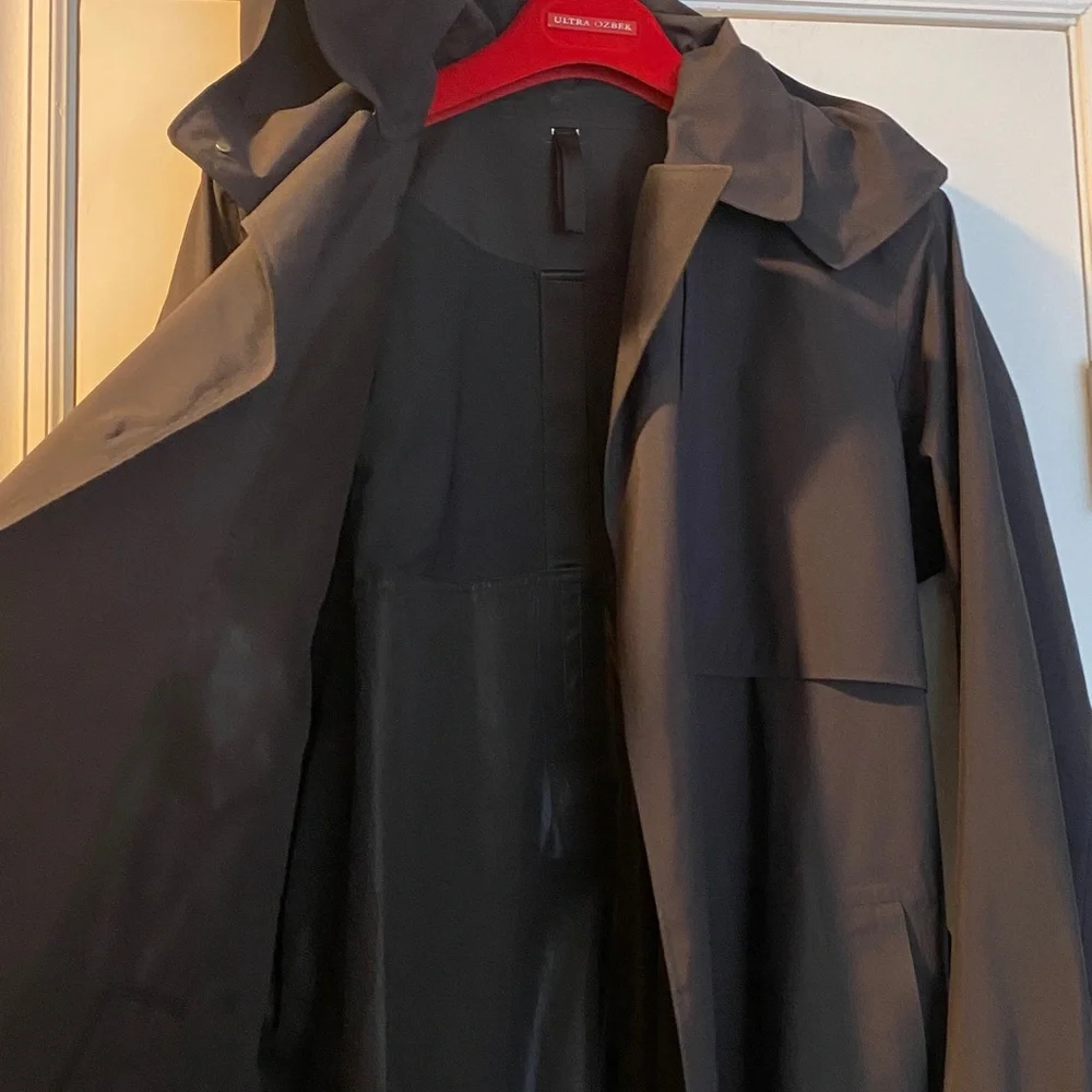 Lululemon Black Stunning Logo Reflective Long Hooded Trench Coat - Picture 5 of 16